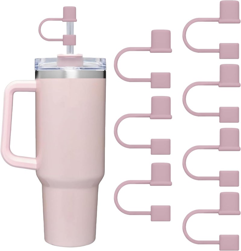 GGDECA 7Pcs Straw Cover Cap for Stanley Cup,Simple 10mm(0.4inch) Silicone Straw Toppers for Stanley 40&30oz Tumbler Accessories-Pink/2 - Image 1
